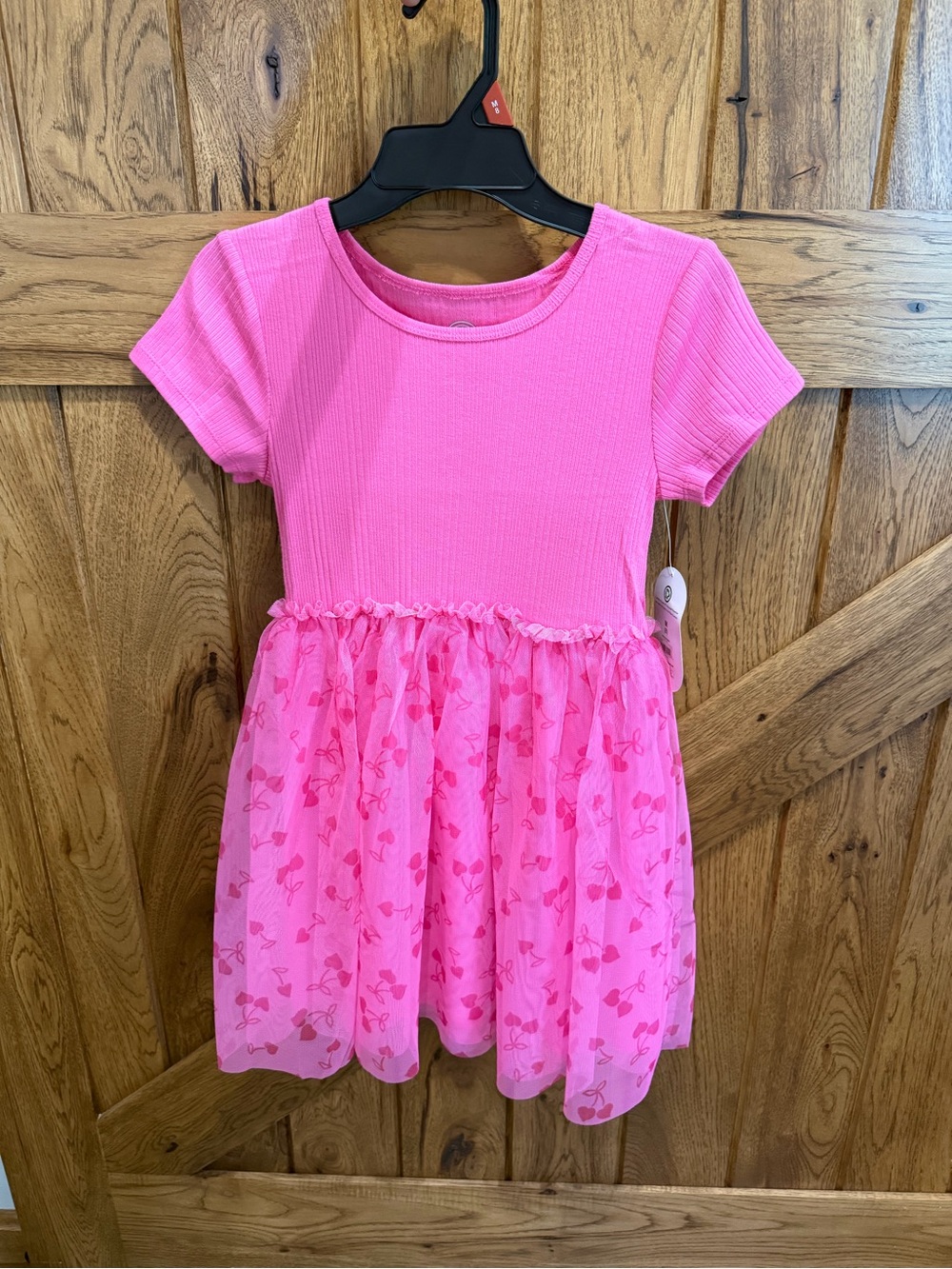 Little Girls' Hot Pink Short Sleeve Tulle Dress size m
